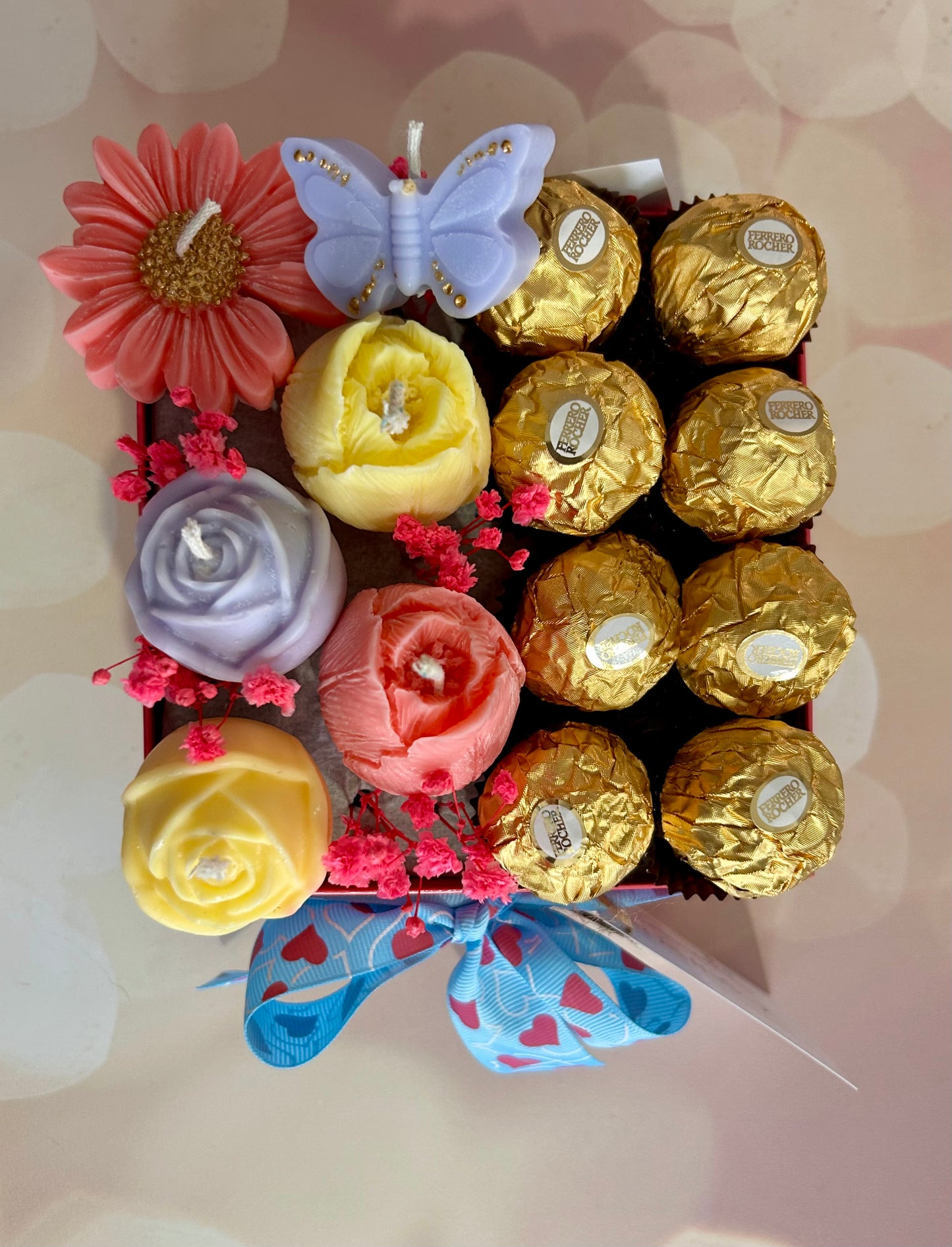 FLORES DE VELA CON CHOCOLATES
